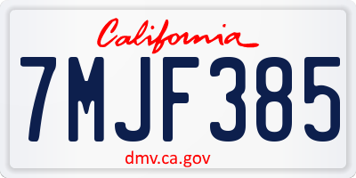 CA license plate 7MJF385