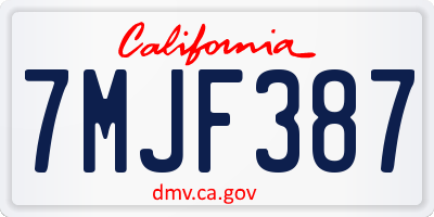 CA license plate 7MJF387