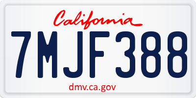 CA license plate 7MJF388