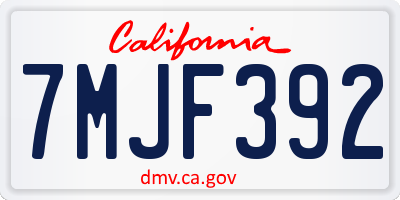 CA license plate 7MJF392