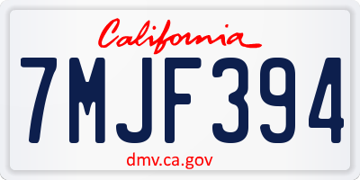 CA license plate 7MJF394