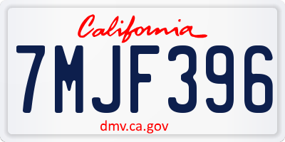 CA license plate 7MJF396