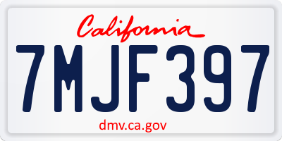 CA license plate 7MJF397