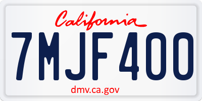 CA license plate 7MJF400