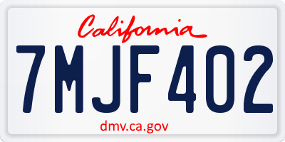 CA license plate 7MJF402