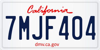 CA license plate 7MJF404