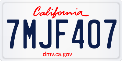 CA license plate 7MJF407