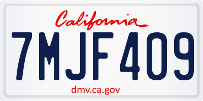 CA license plate 7MJF409