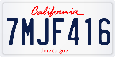 CA license plate 7MJF416