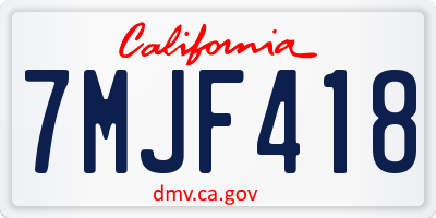 CA license plate 7MJF418