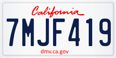 CA license plate 7MJF419