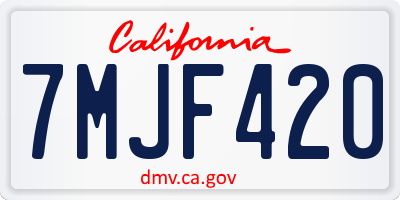 CA license plate 7MJF420