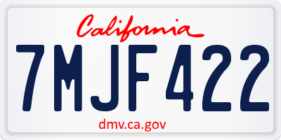CA license plate 7MJF422