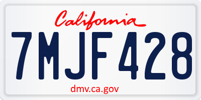 CA license plate 7MJF428