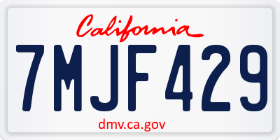 CA license plate 7MJF429