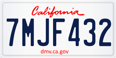 CA license plate 7MJF432