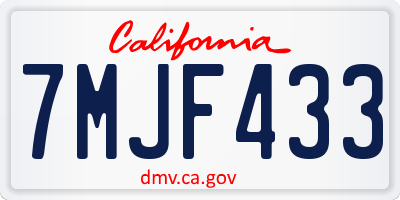 CA license plate 7MJF433