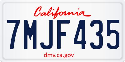 CA license plate 7MJF435