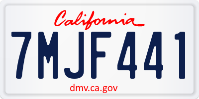 CA license plate 7MJF441
