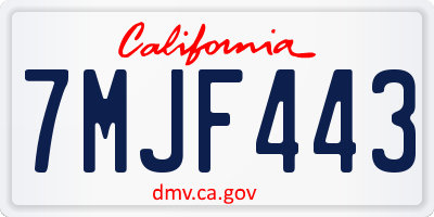 CA license plate 7MJF443