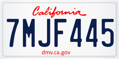 CA license plate 7MJF445