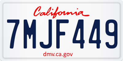 CA license plate 7MJF449
