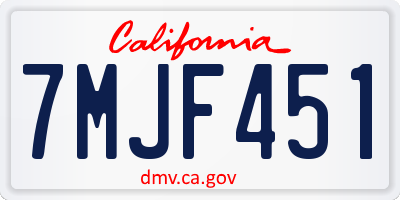 CA license plate 7MJF451