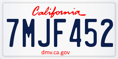 CA license plate 7MJF452