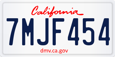 CA license plate 7MJF454