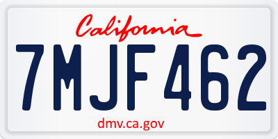 CA license plate 7MJF462