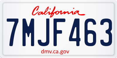 CA license plate 7MJF463