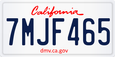 CA license plate 7MJF465