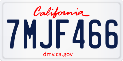 CA license plate 7MJF466