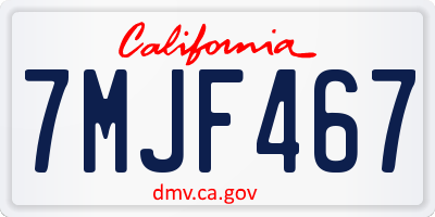 CA license plate 7MJF467