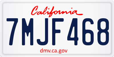 CA license plate 7MJF468