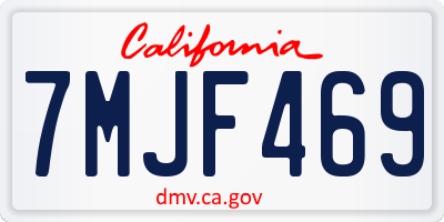 CA license plate 7MJF469