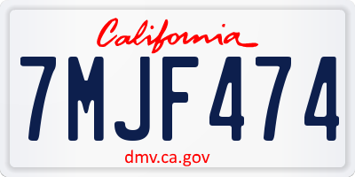 CA license plate 7MJF474