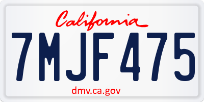 CA license plate 7MJF475