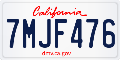 CA license plate 7MJF476