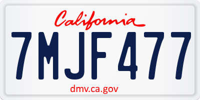 CA license plate 7MJF477