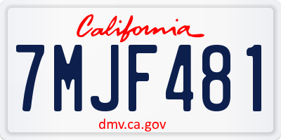 CA license plate 7MJF481