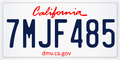 CA license plate 7MJF485