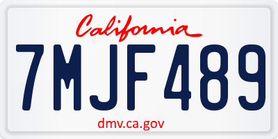CA license plate 7MJF489