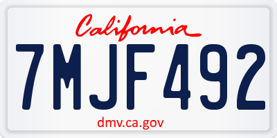CA license plate 7MJF492