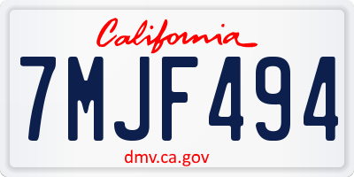 CA license plate 7MJF494