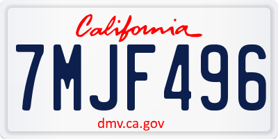CA license plate 7MJF496