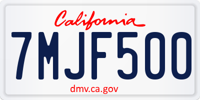 CA license plate 7MJF500
