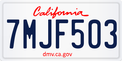 CA license plate 7MJF503