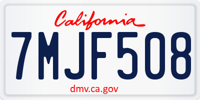 CA license plate 7MJF508