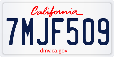 CA license plate 7MJF509